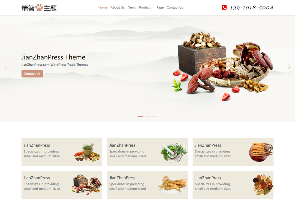 中医中药wordpress外贸模板